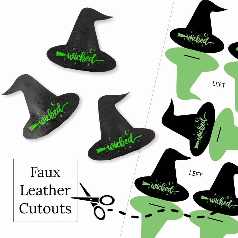 These fun witch themed faux leather snap clip covers are ready to cut and assemble for many craft projects. These patterned cutouts can be used to make a hair bow, headband, banner, photo props, scrapbook, party or classroom decorations, bulletin board trim or anything creative! 