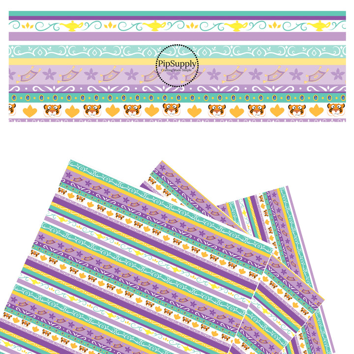 Green, purple, and yellow stripes faux leather sheets