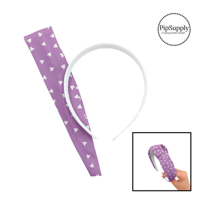 Cream hearts on purple knotted headband kit
