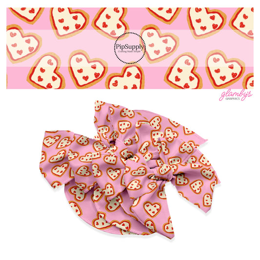 Heart pizzas on pink hair bow strips