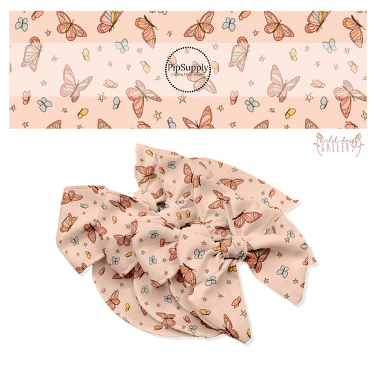 These fun summer themed bow strips feature small butterflies in light orange and light blue and larger colorful butterflies are great for personal use or to sell.