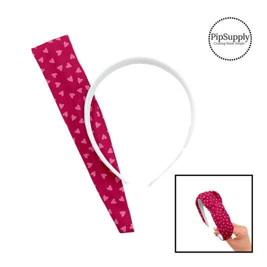 Pink hearts on magenta knotted headband kit
