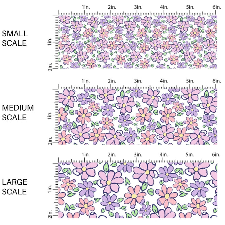 This spring floral fabric by the yard features tiny pink and purple flowers. This seasonal pattern fabric can be used for all your sewing and crafting needs!