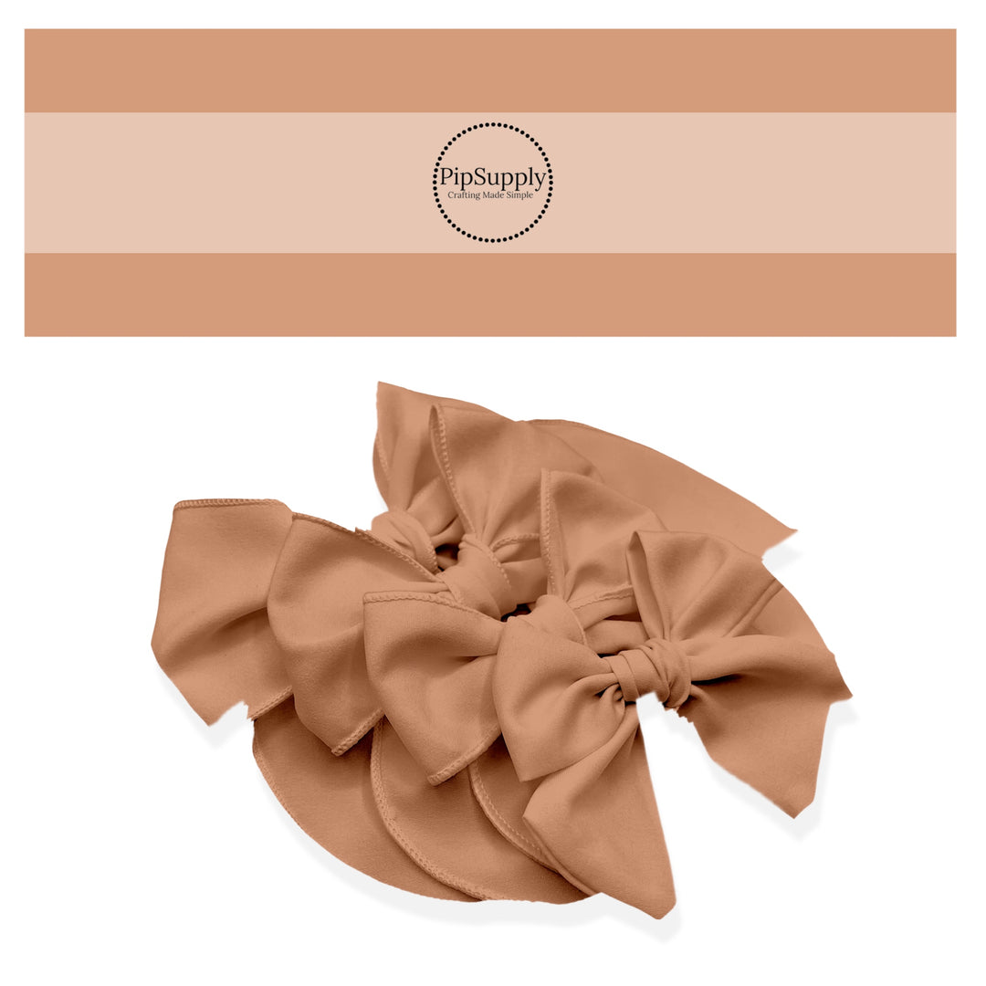 This solid no sew bow strips can be easily tied and attached to a clip for a finished hair bow. These solid toffee colored bow strips are great for personal use or to sell.