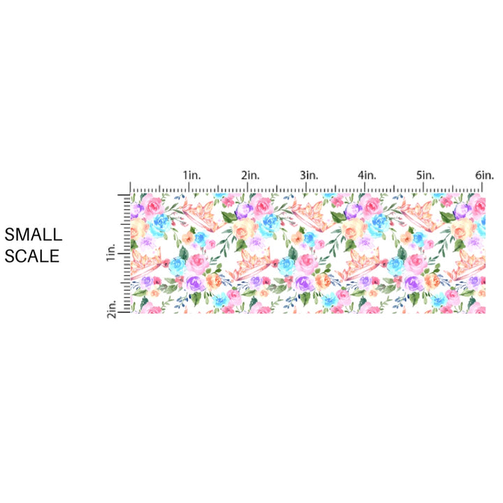 These magical princess themed fabric by the yard features pink princess crowns and flowers. This fun pattern fabric can be used for all your sewing and crafting needs!
