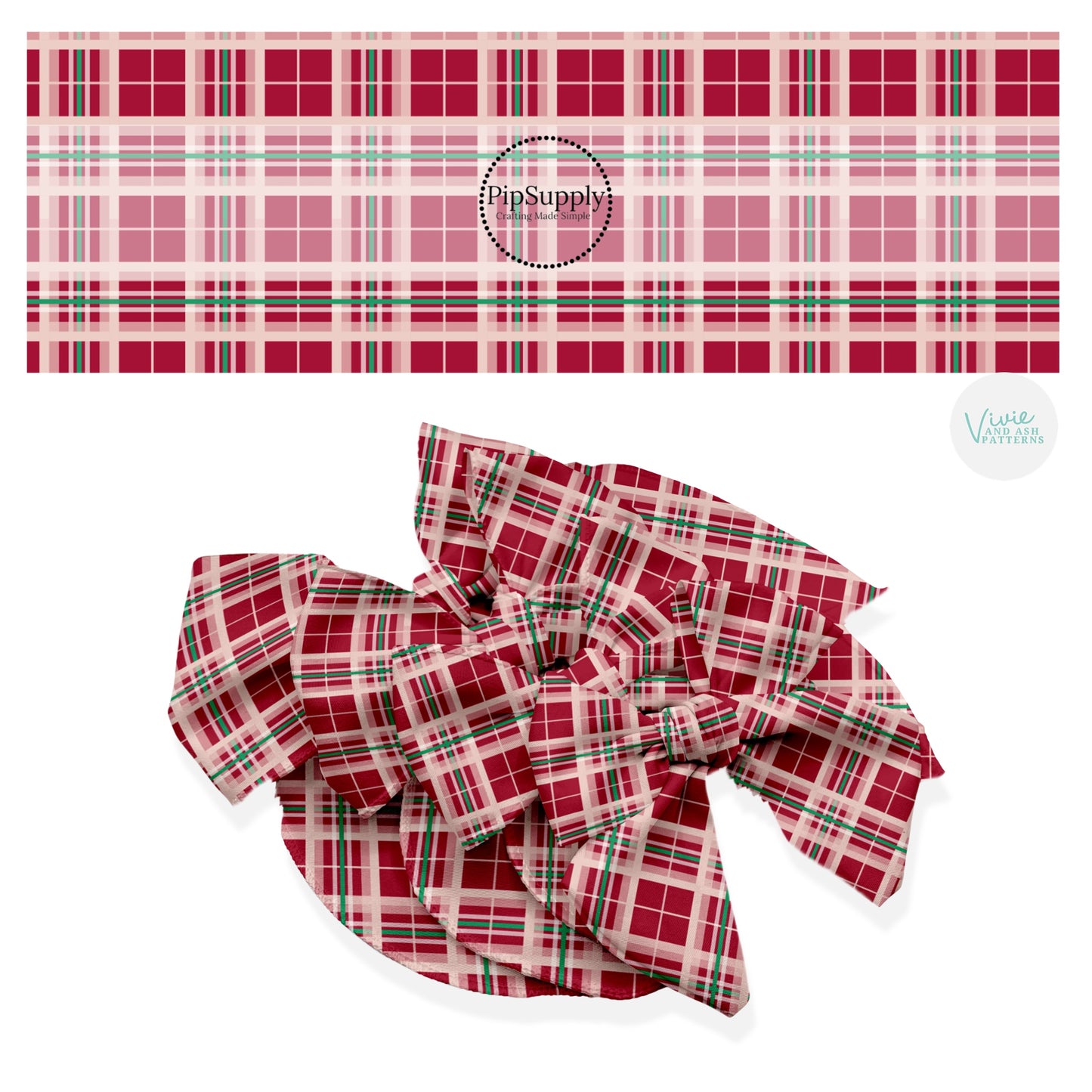 These winter plaid themed no sew bow strips can be easily tied and attached to a clip for a finished hair bow. These fun patterned bow strips are great for personal use or to sell. These bow strips feature the following design elements: traditional red plaid pattern.