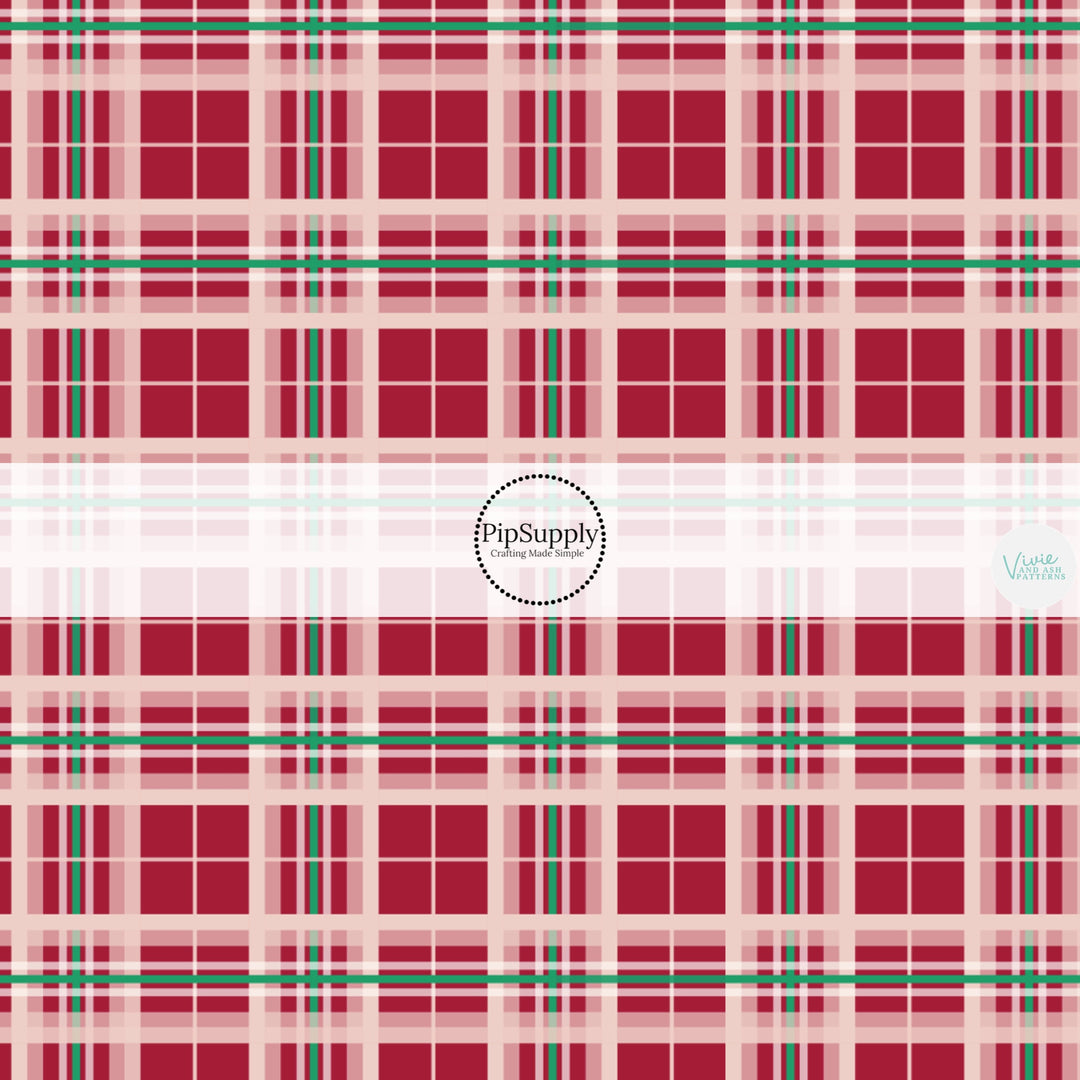 These winter plaid themed no sew bow strips can be easily tied and attached to a clip for a finished hair bow. These fun patterned bow strips are great for personal use or to sell. These bow strips feature the following design elements: traditional red plaid pattern.