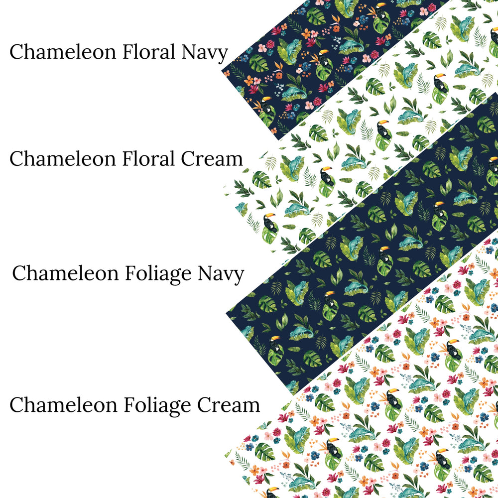 These jungle pattern faux leather sheets contain the following design elements: tropical chameleon foliage. Our CPSIA compliant faux leather sheets or rolls can be used for all types of crafting projects.