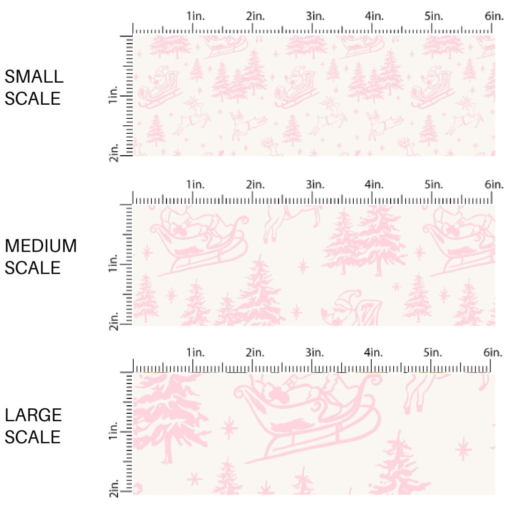 These Christmas themed pattern fabric by the yard features the following design elements: Santa and reindeer sleigh on Christmas night. This fun themed fabric can be used for all your sewing and crafting needs!