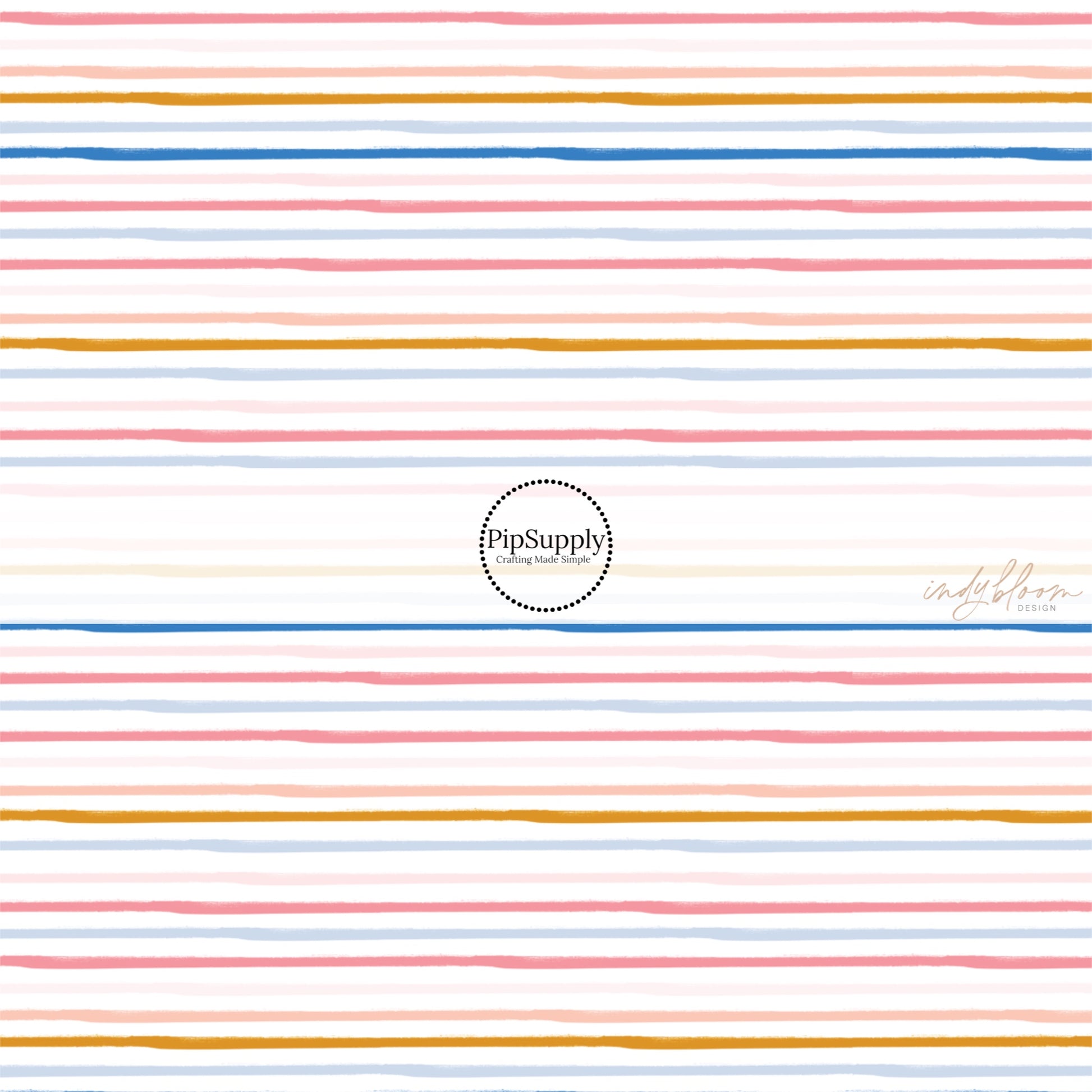 This summer fabric by the yard features multi colored stripes on white. This fun themed fabric can be used for all your sewing and crafting needs!