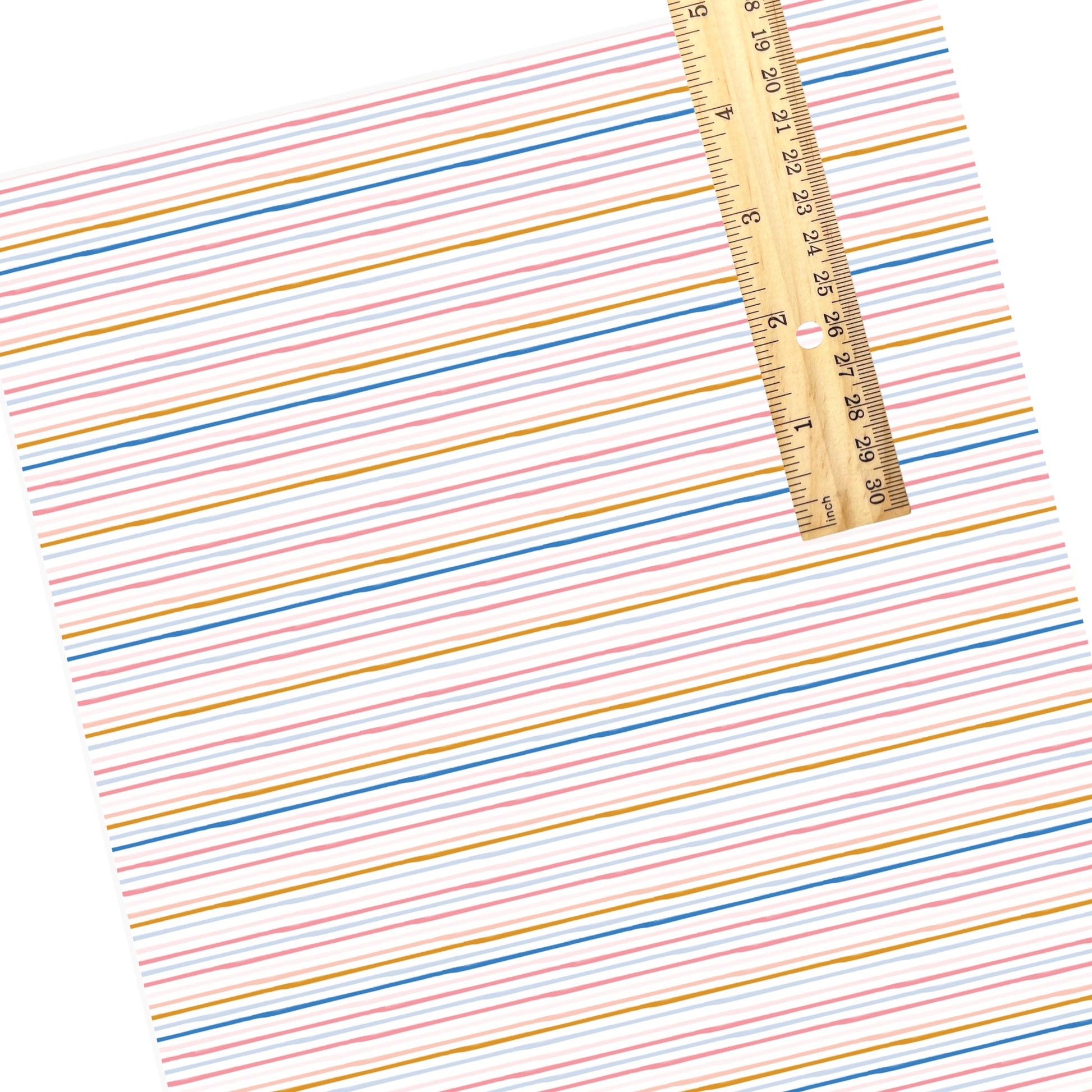These summer faux leather sheets contain the following design elements: multi colored stripes on white. Our CPSIA compliant faux leather sheets or rolls can be used for all types of crafting projects.