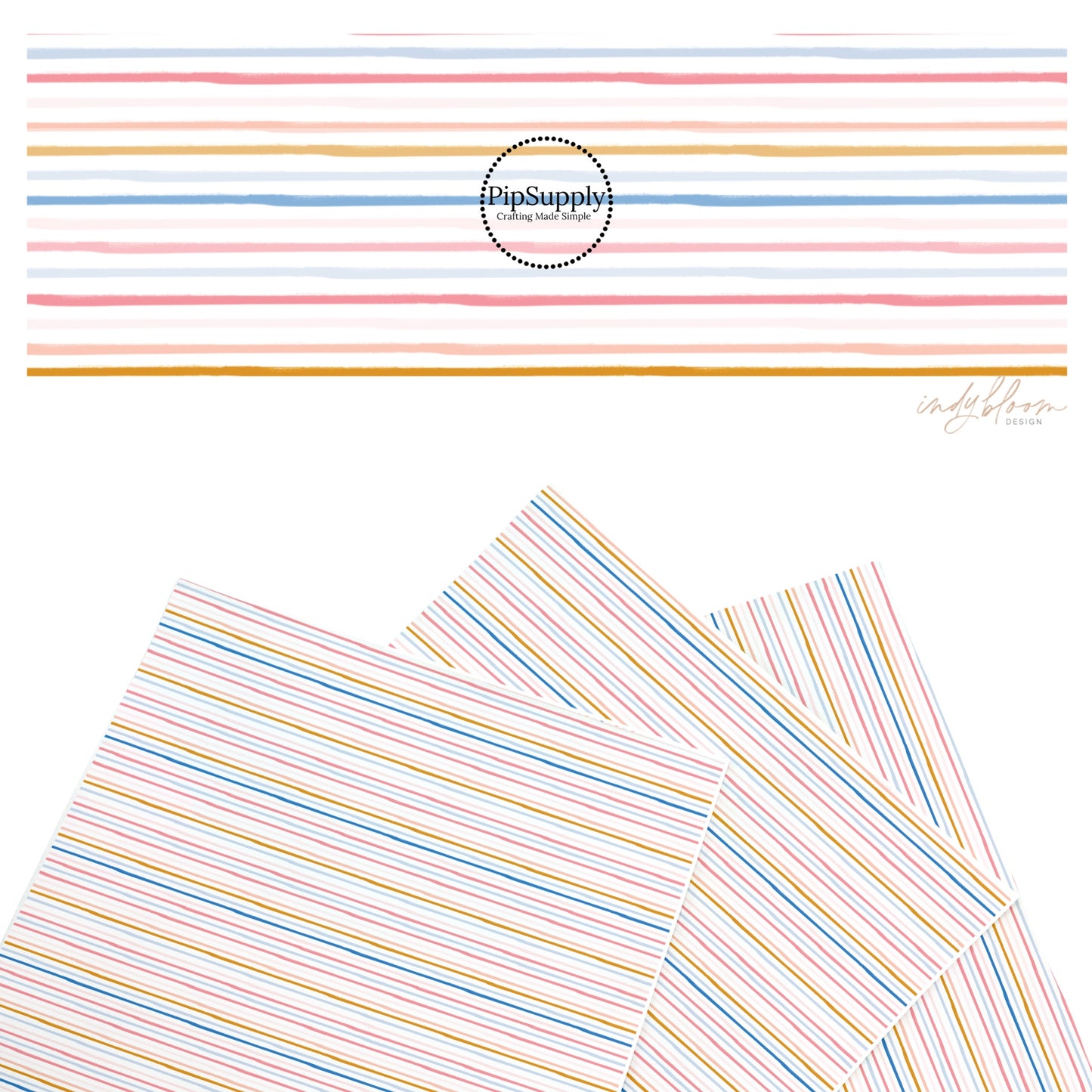 These summer faux leather sheets contain the following design elements: multi colored stripes on white. Our CPSIA compliant faux leather sheets or rolls can be used for all types of crafting projects.