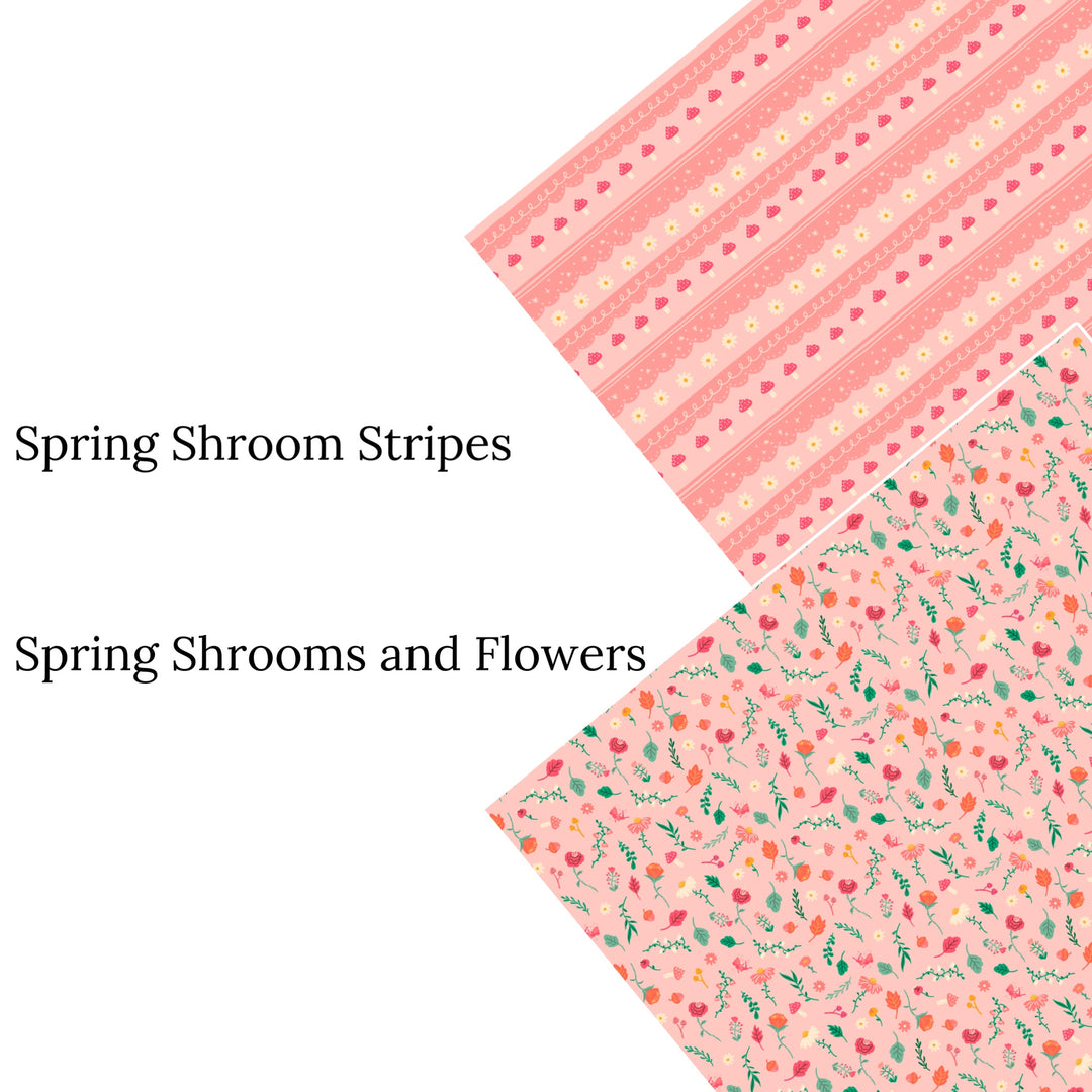 Spring Shrooms and Flowers Faux Leather Sheets