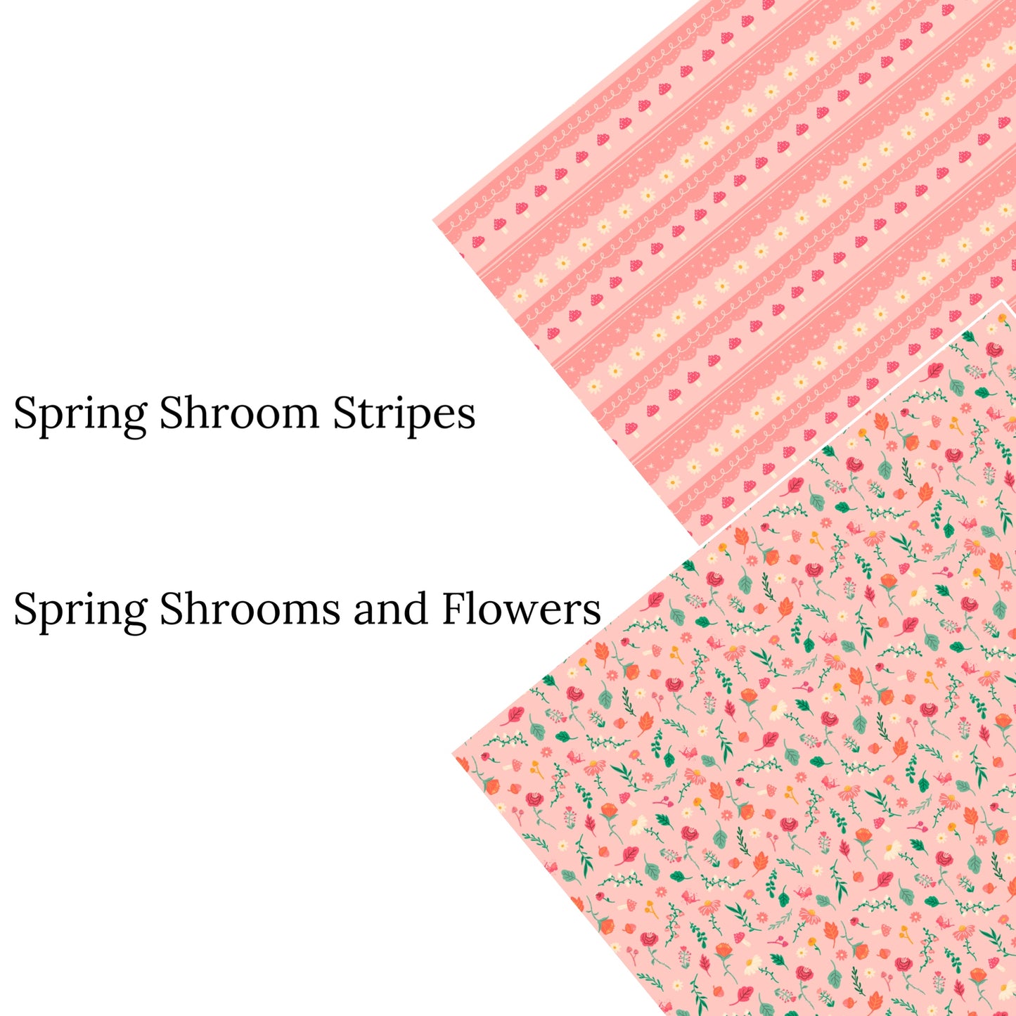 Spring Shrooms and Flowers Faux Leather Sheets