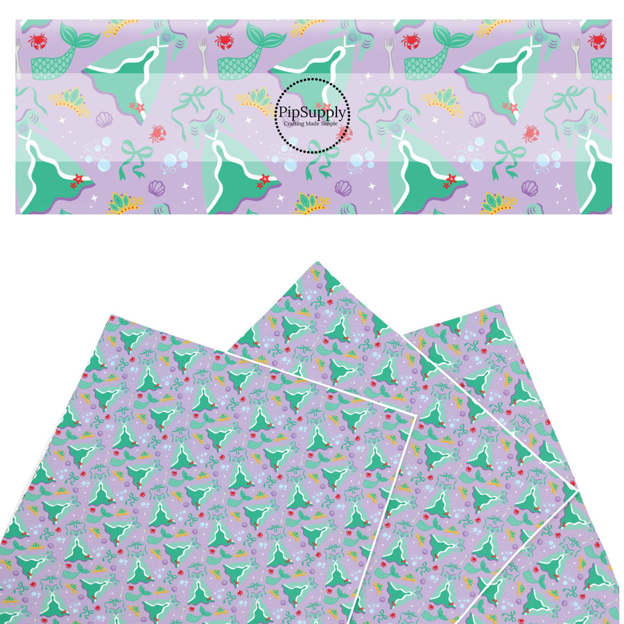 These magical princess themed faux leather sheets contain the following design elements: princess dresses, bows, and tiaras on a purple pattern. Our CPSIA compliant faux leather sheets or rolls can be used for all types of crafting projects.