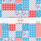 This 4th of July fabric by the yard features patriotic quilt with red, white, and blue patterns. This fun patriotic themed fabric can be used for all your sewing and crafting needs!
