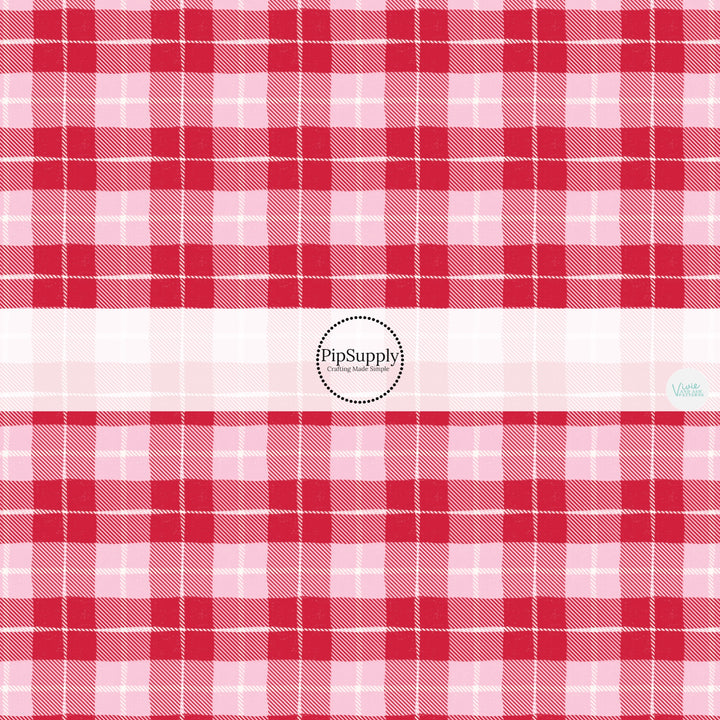 This holiday fabric by the yard features Valentine red and pink plaid pattern. This festive pattern fabric can be used for all your sewing and crafting needs!