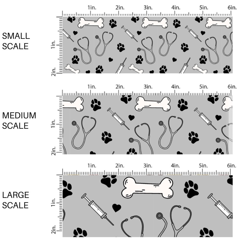 These veterinarian themed fabric by the yard features stethoscopes, needles, and paw prints. These pattern fabric can be used for all your sewing and crafting needs!