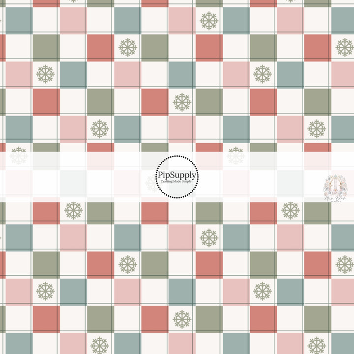 These winter themed pattern fabric by the yard features the following design elements: holiday vintage colorful checker pattern. This fun themed fabric can be used for all your sewing and crafting needs!