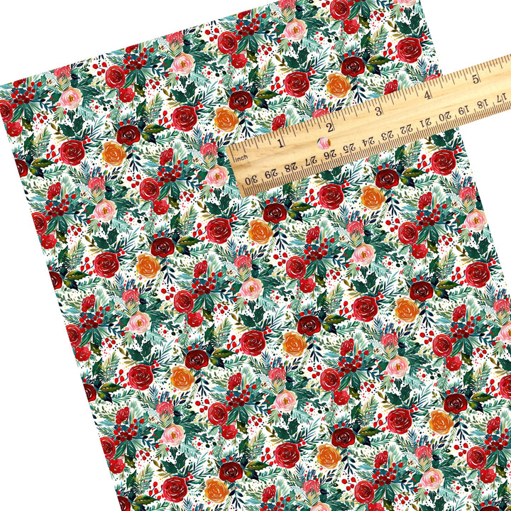Vintage Christmas Spice Floral Faux Leather Sheets