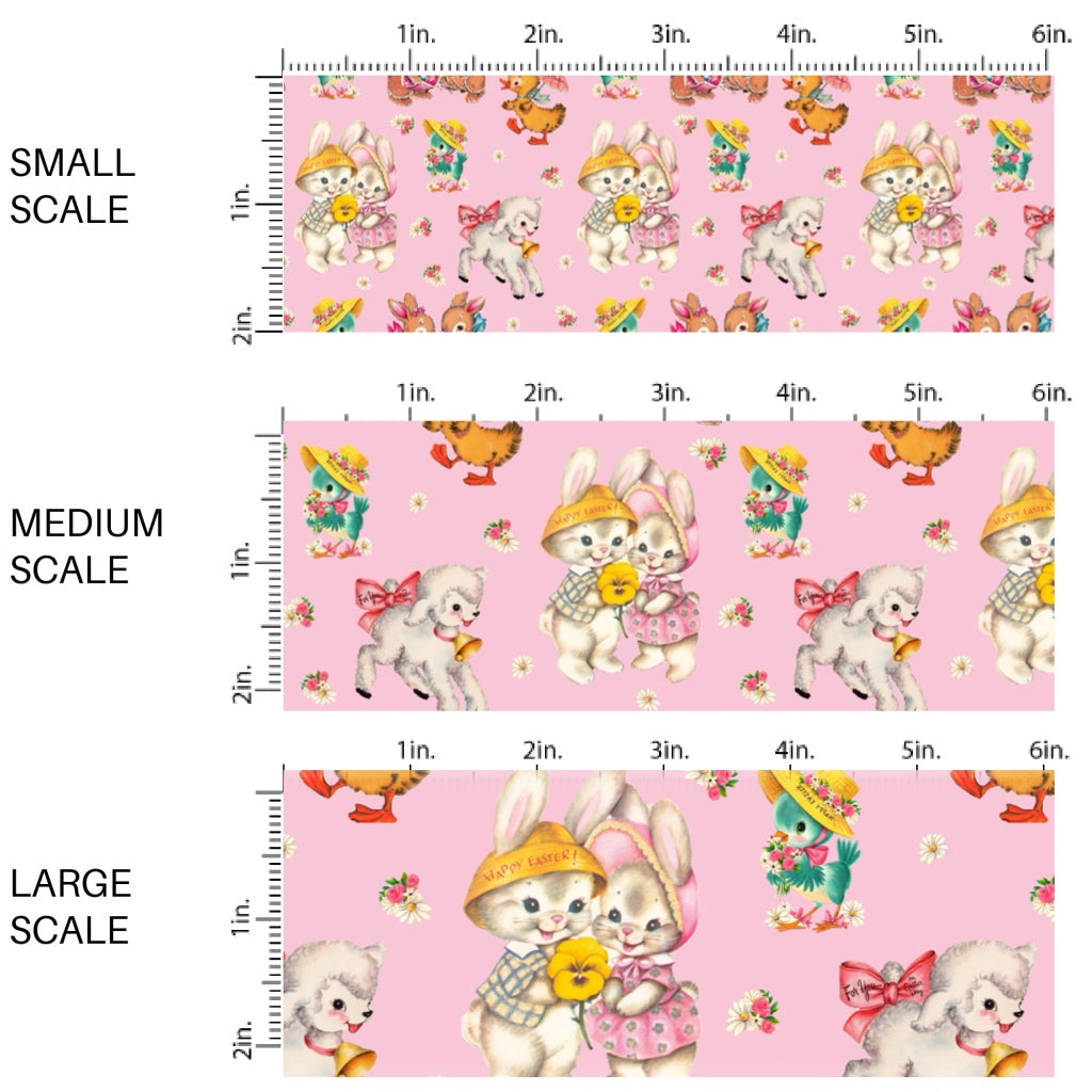 This Easter themed fabric by the yard features spring vintage animals with flowers, hats, and umbrellas. This fun pattern fabric can be used for all your sewing and crafting needs!