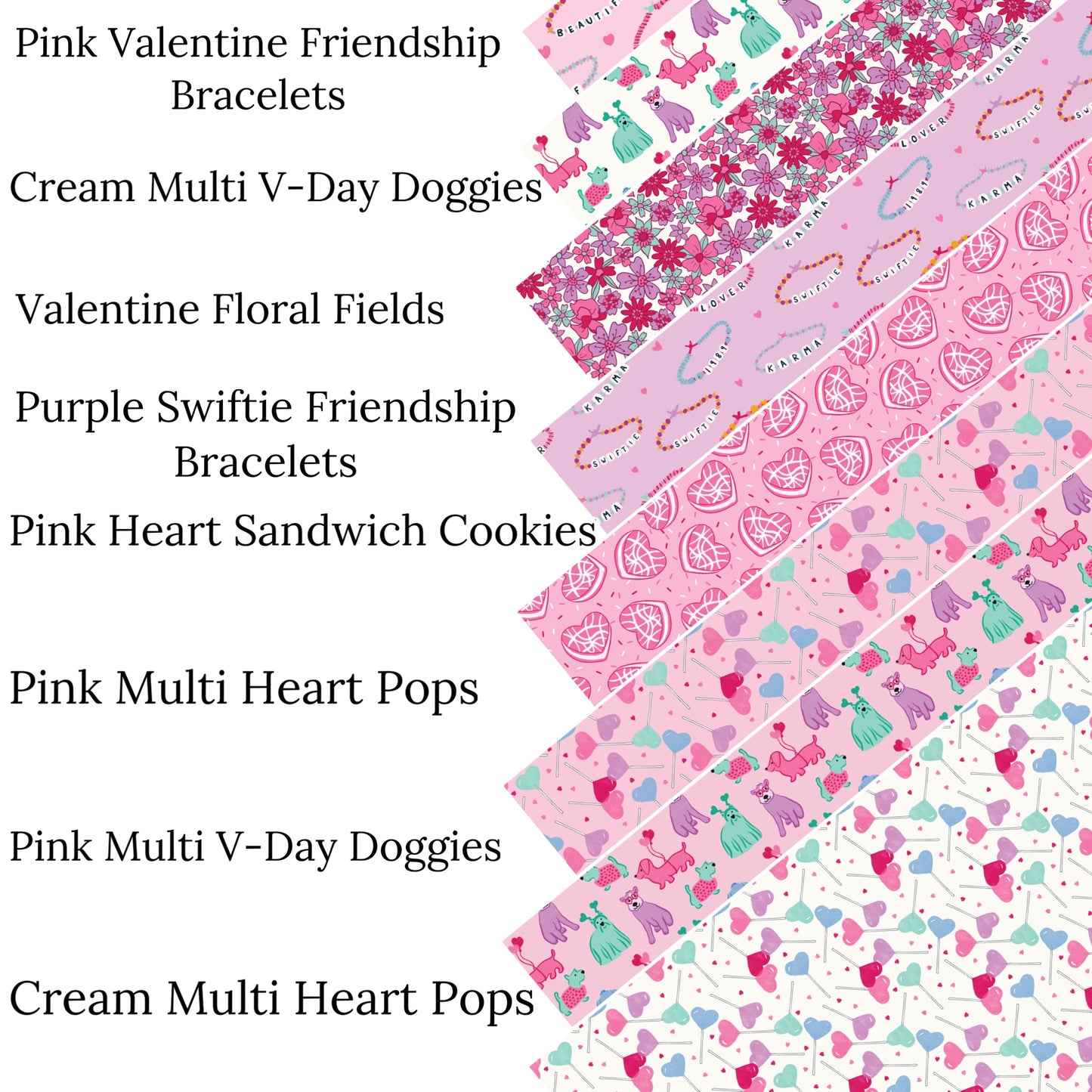 Pink Multi V-Day Doggos Faux Leather Sheets