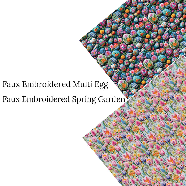 Faux Embroidered Multi Egg Faux Leather Sheets