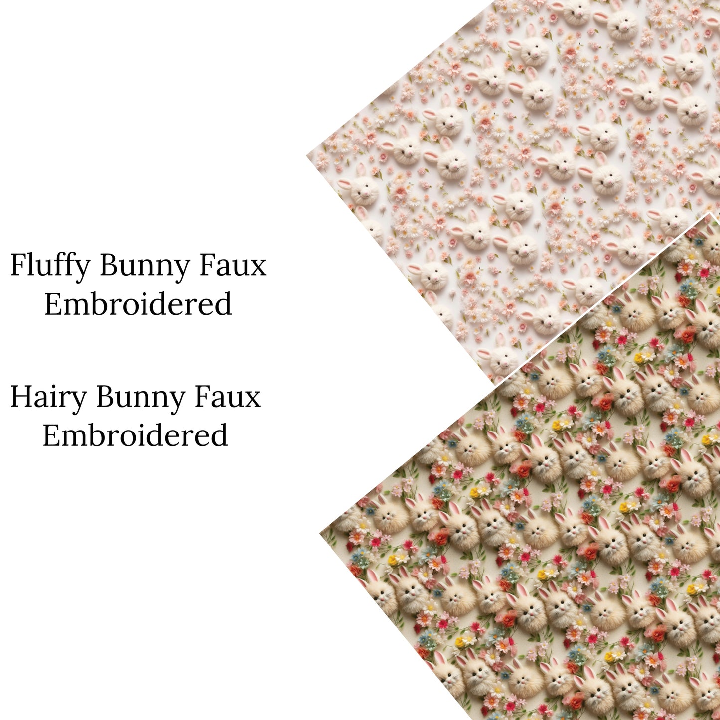 Fluffy Bunny Faux Embroidered Faux Leather Sheets