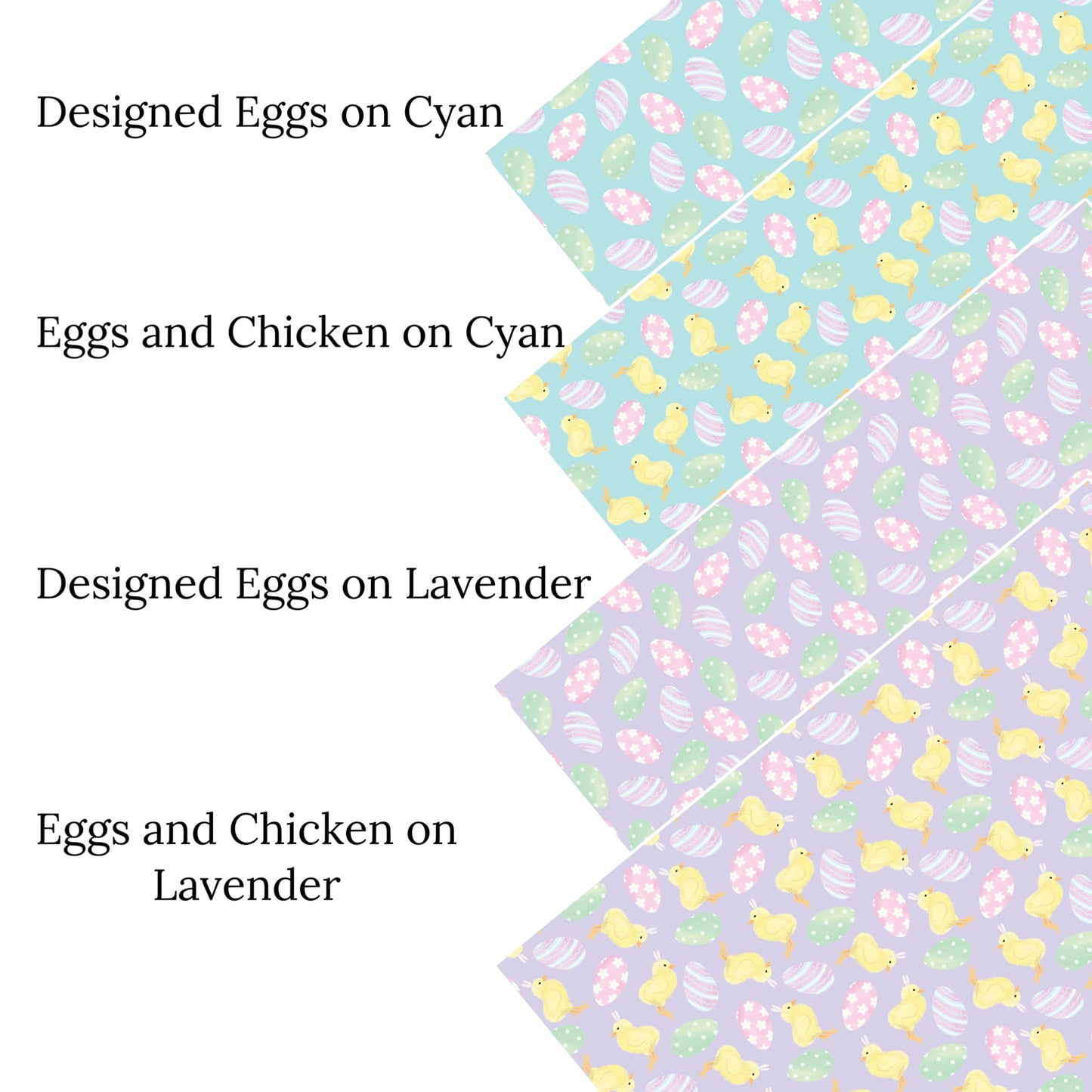 Designed Eggs on Lavender Faux Leather Sheets