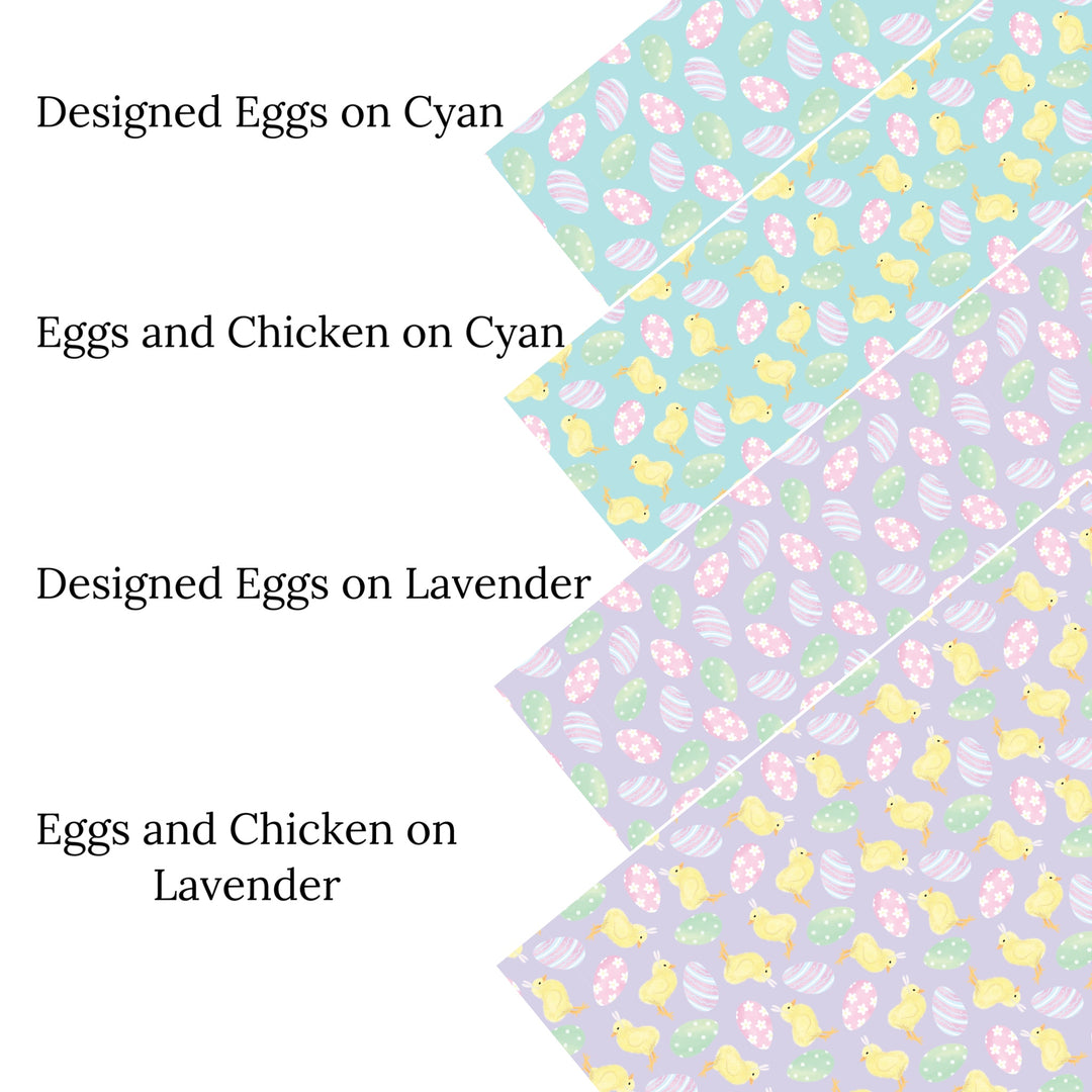 Eggs and Chicks on Lavender Faux Leather Sheets