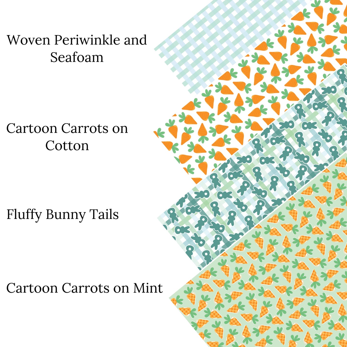 Cartoon Carrots on Mint Faux Leather Sheets
