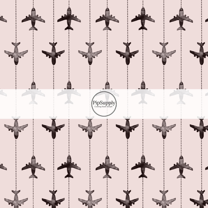These travel themed fabric by the yard features airplanes on grey pattern. This fun pattern fabric can be used for all your sewing and crafting needs!