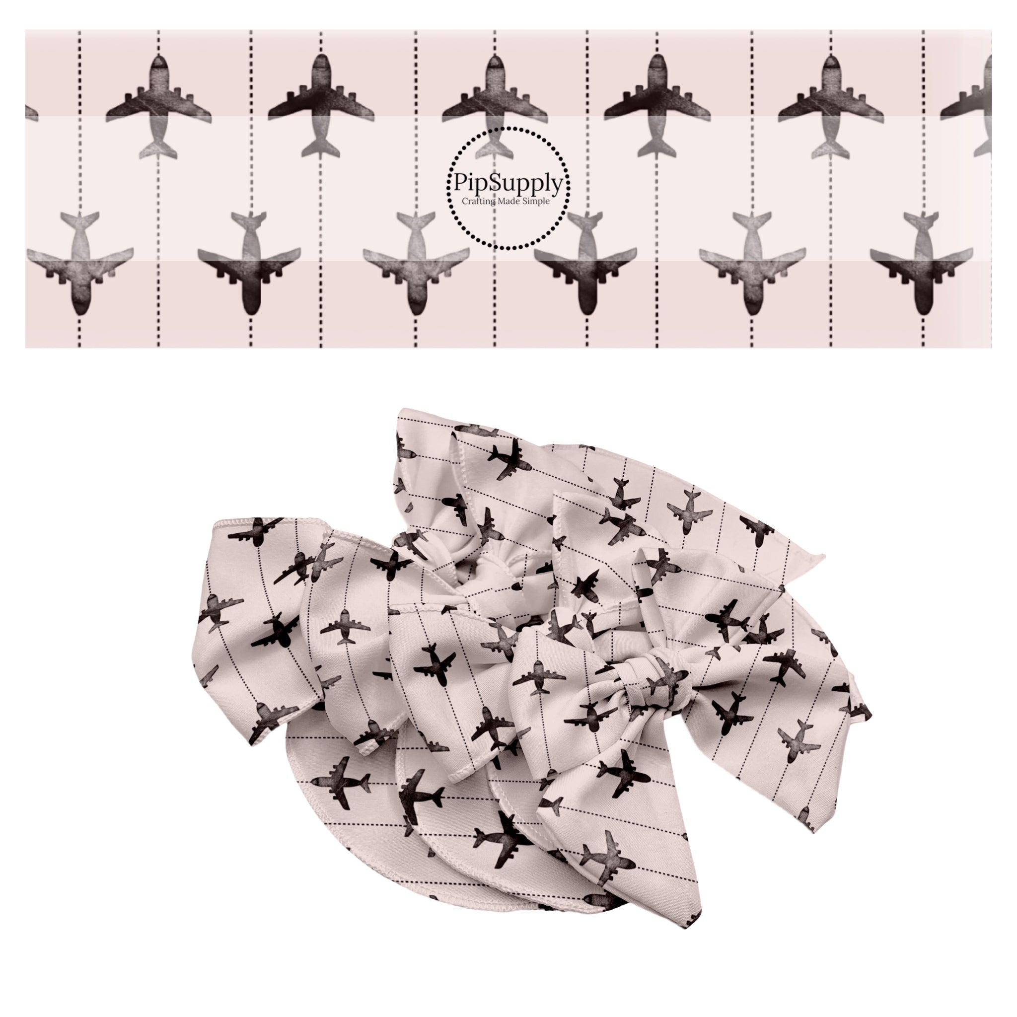 Plane Travel Hair Bow Strips - Watching Airplanes Grey Hair Bow Strips ...