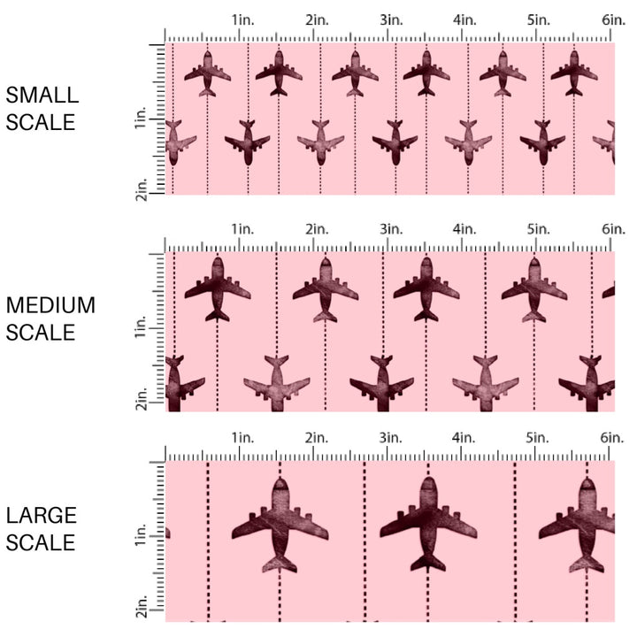 These travel themed fabric by the yard features airplanes on pink pattern. This fun pattern fabric can be used for all your sewing and crafting needs!