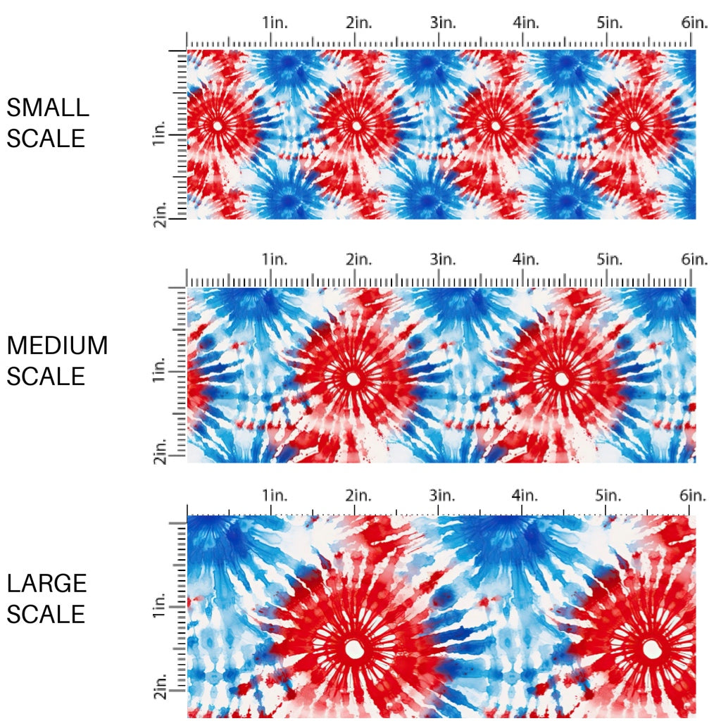 These patriotic fabric by the yard features red, white, and blue tie dye pattern. This fun pattern fabric can be used for all your sewing and crafting needs!