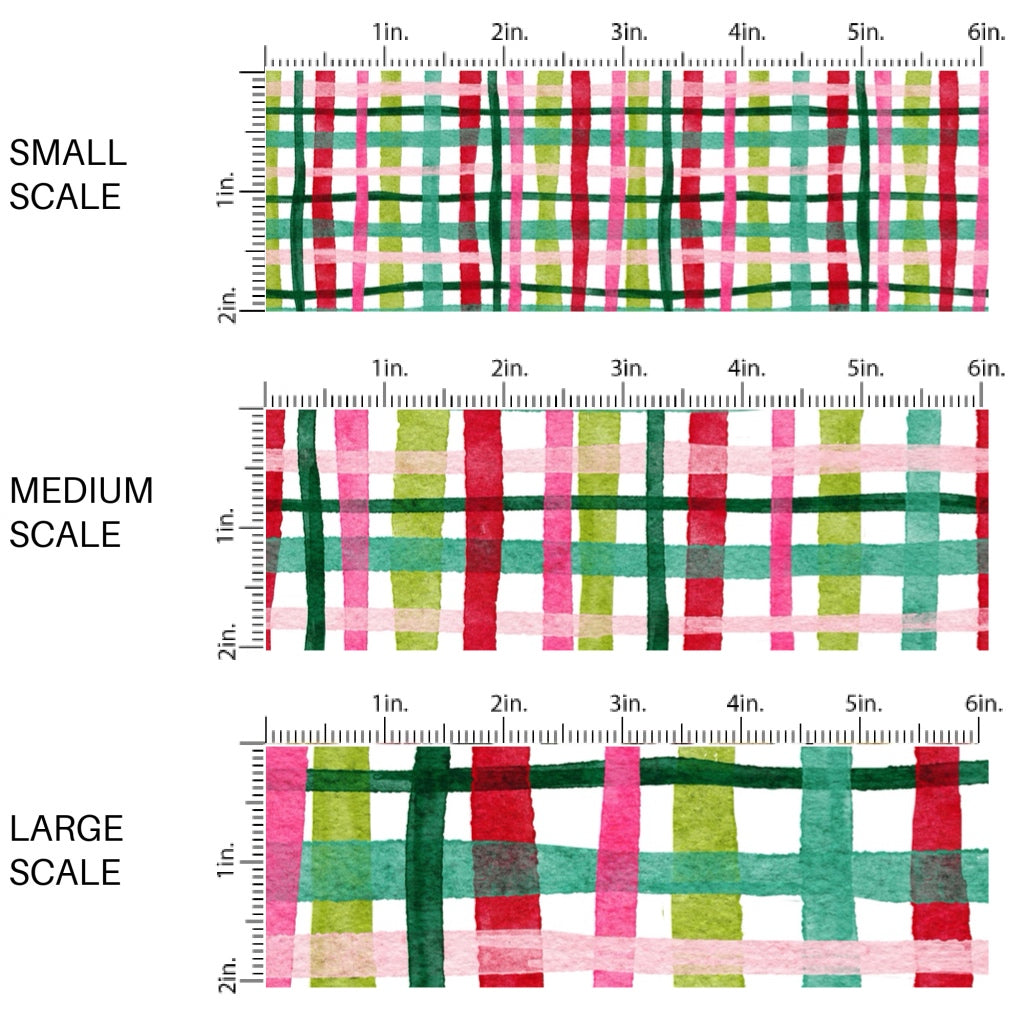 These winter plaid themed pattern fabric by the yard features the following design elements: colorful Christmas plaid. This fun themed fabric can be used for all your sewing and crafting needs!