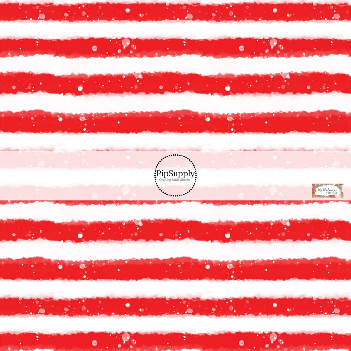 This 4th of July fabric by the yard features patriotic white and red stripes. This pattern has a watercolor appearance. This fun patriotic themed fabric can be used for all your sewing and crafting needs!