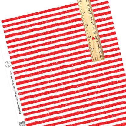 These 4th of July faux leather sheets contain the following design elements: patriotic white and red stripes. This pattern has a watercolor appearance. Our CPSIA compliant faux leather sheets or rolls can be used for all types of crafting projects.