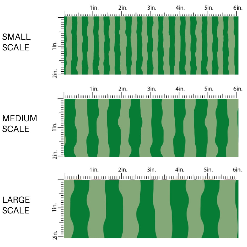 This scale chart of small scale, medium scale, and large scale of this fruit fabric by the yard features green watermelon rinds. This fun fruit fabric can be used for all your sewing and crafting needs!