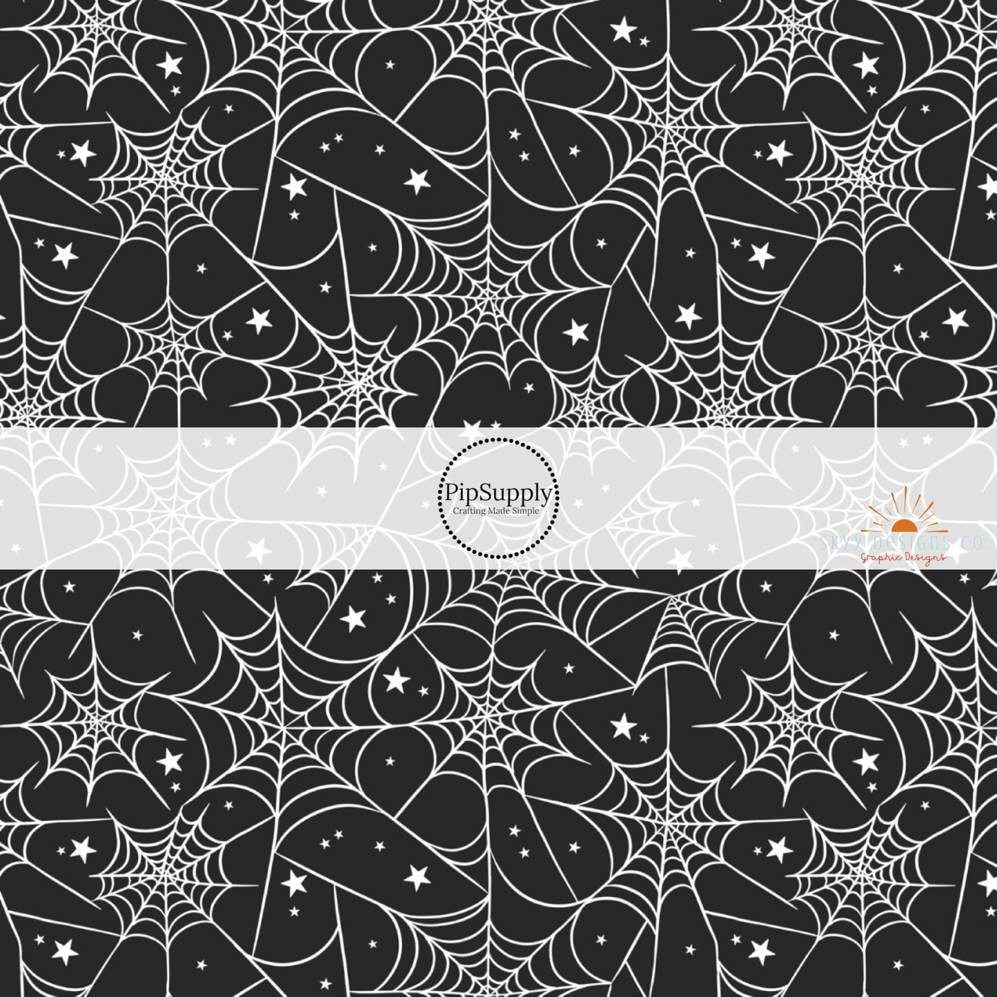 These Halloween themed pattern fabric by the yard features the following design elements: spider webs on black. This fun spooky themed fabric can be used for all your sewing and crafting needs!