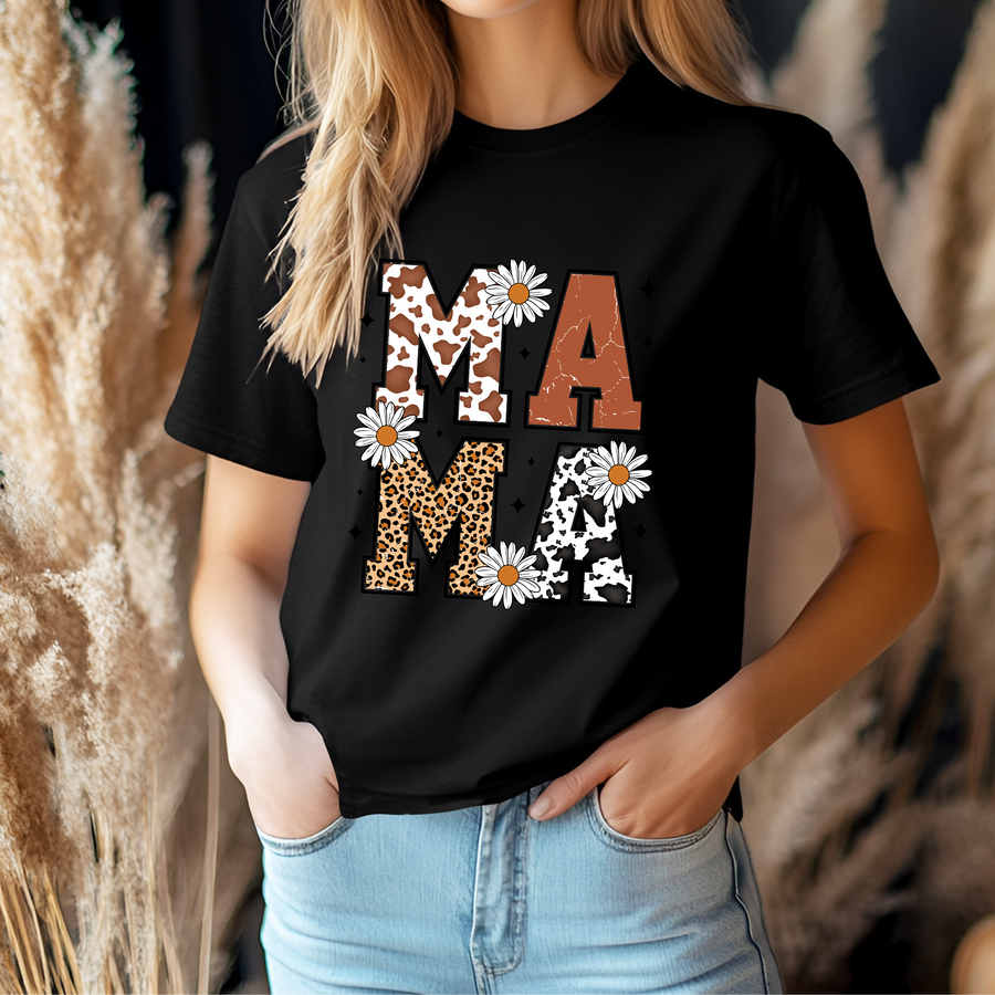 This western themed iron on transfer is a great way to add full color designs to your garments without the hassle of weeding vinyl. Add a "MAMA" floral printed pattern to your western creation! They are ready to press transfers and easy to use!