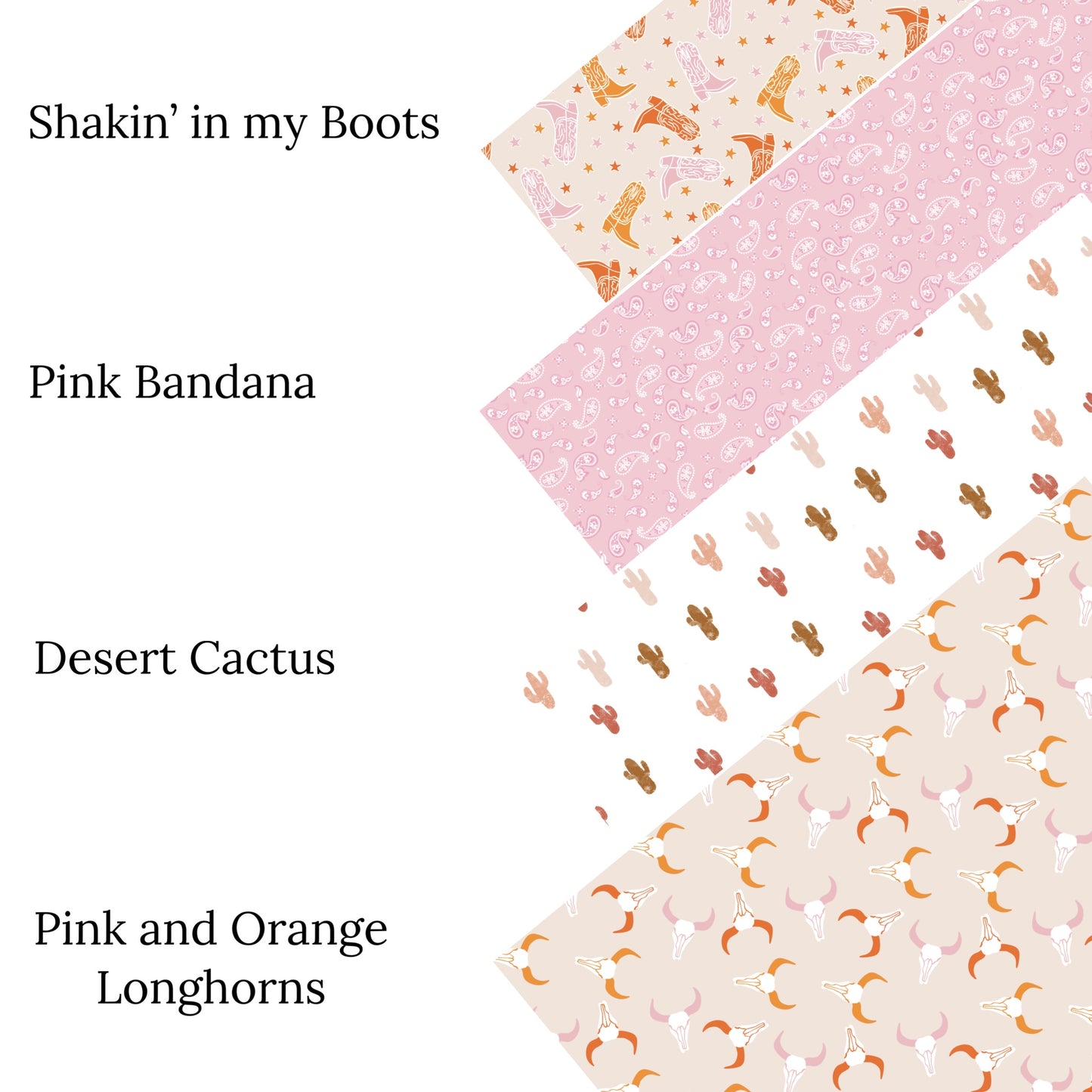 Group photo of the western themed pattern faux leather sheets. 