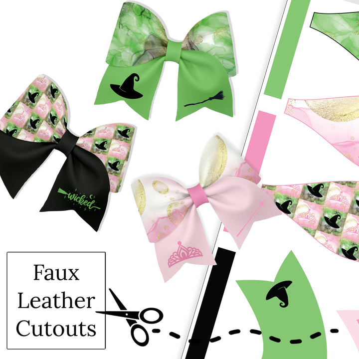 These fun witch themed layered faux leather bows are ready to cut and assemble for many craft projects. These patterned cutouts can be used to make a hair bow, headband, banner, photo props, scrapbook, party or classroom decorations, bulletin board trim or anything creative! 