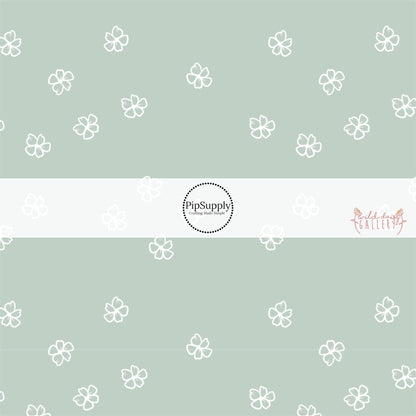 These fun summer floral themed bow strips features white outlined daisies on seafoam are great for personal use or to sell.