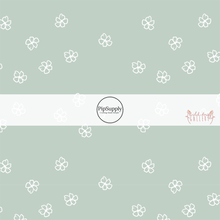 These fun summer floral themed bow strips features white outlined daisies on seafoam are great for personal use or to sell.