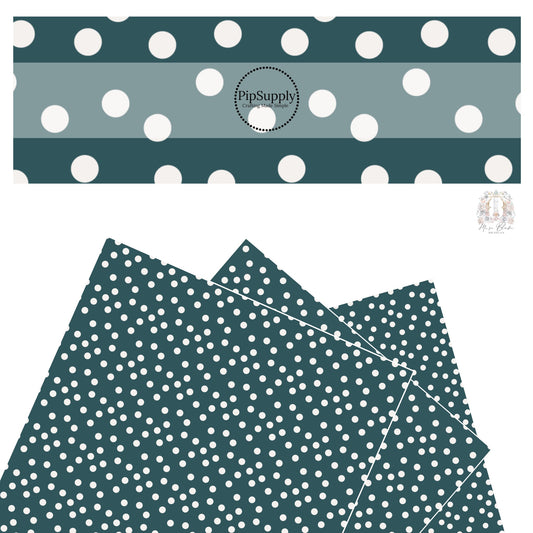 Scattered polka dots on peacock blue faux leather sheets