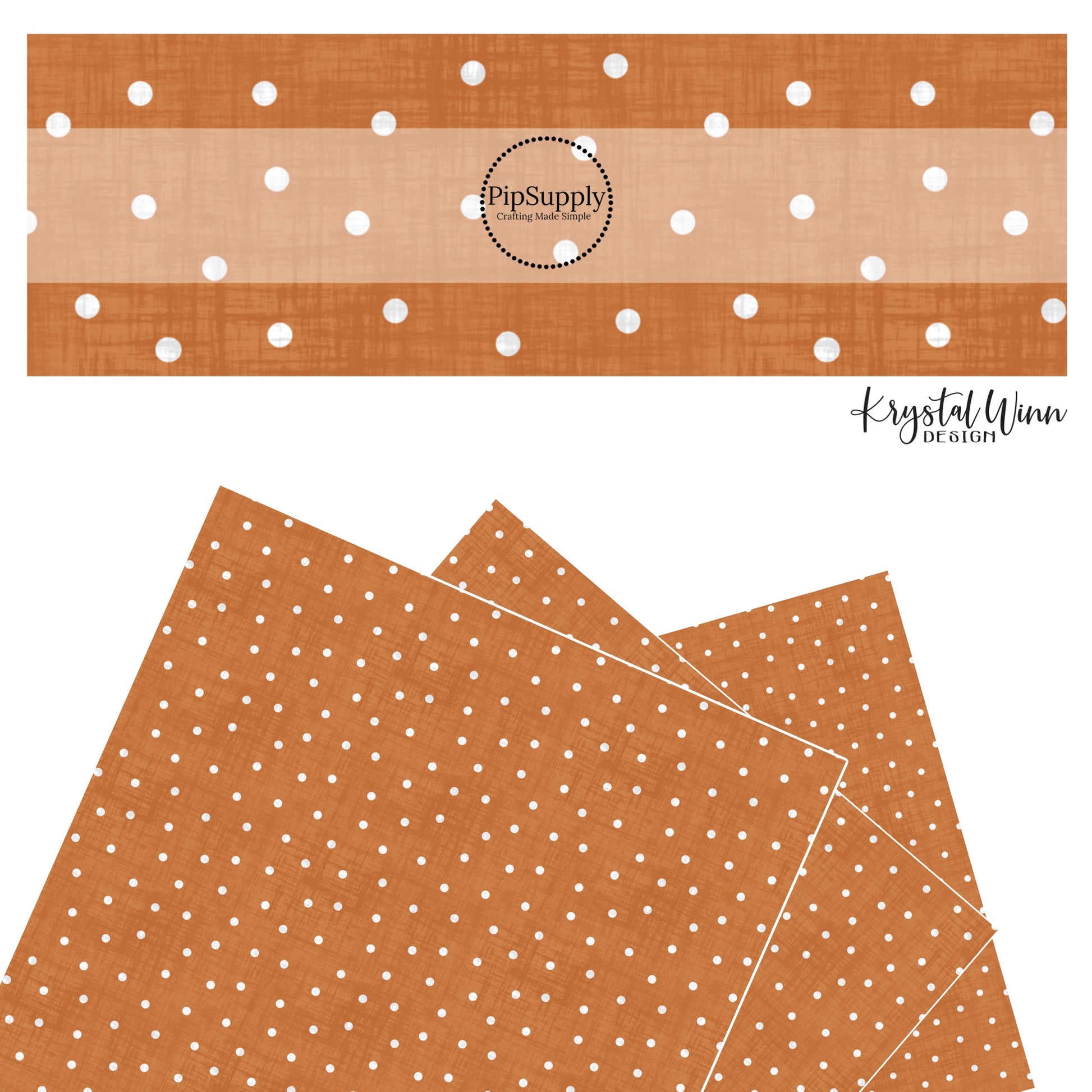 Distressed white dots on orange faux leather sheets