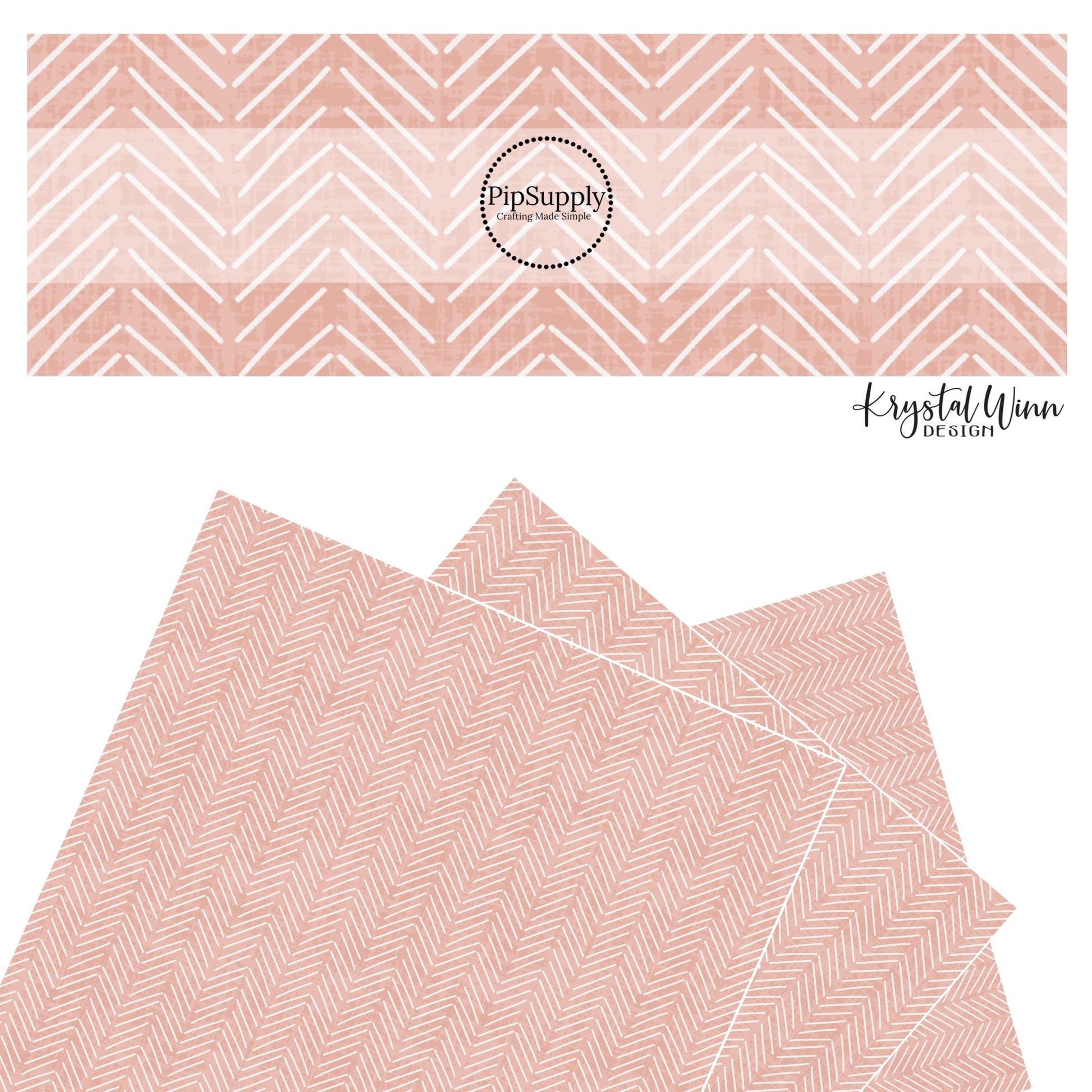 These blush faux leather sheets contain the following design elements: white arrows on blush. 