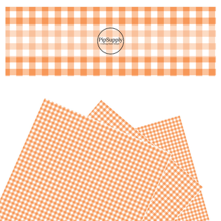 Orange and white plaid faux leather sheets