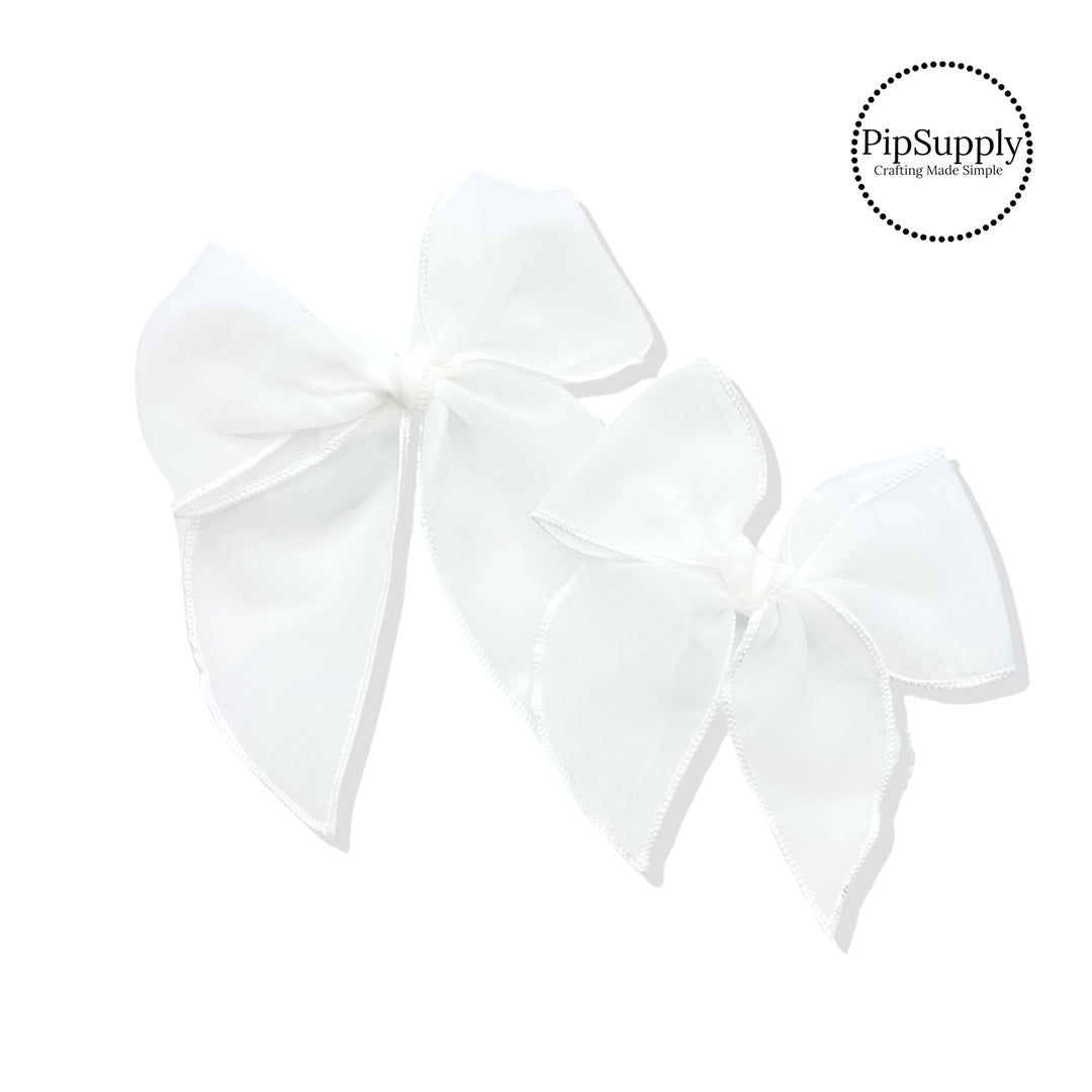 White Organza Fillable Shaker Hair Bow Strips